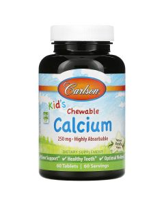 Кальцій Дитячий, смак ванілі, Kid's, Chewable Calcium, Carlson, 60 жувальних таблеток