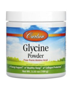 Глицин в порошке, свободная форма аминокислоты, Glycine Powder, Free Form Amino Acid, Carlson, 100 гр