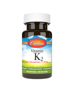 Витамин K2, MK-7, 90 мкг, Vitamin K2 as MK-7, Carlson, 60 желатиновых капсул