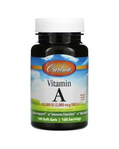 Вітамін А, 10000 МО, Vitamin A, Carlson, 100 желатинових капсул