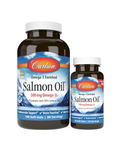 Норвежский Лососевый Жир, 500 мг, Norwegian Salmon Oil, Carlson, 180+50 желатиновых капсул