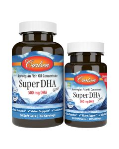 Супер DHA (докозагексаєнова кислота), Super DHA Gems, Carlson, 60+20 желатинових капсул