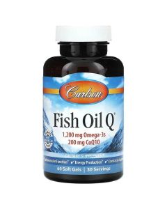 Омега-3 + Коензим Q10, Fish Oil Q, Carlson, 60 гелевих капсул