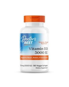 Вітамін D3, 5000 МО, Vitamin D3, Doctor's Best, 180 вегетаріанських капсул