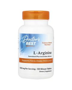 L-Аргінін, 500 мг у кожній, L-Arginine 1000, Doctor's Best, 120 таблеток