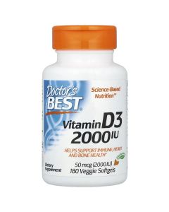 Витамин D3, 2000 МЕ, Vitamin D3, Doctor's Best, 180 вегетарианских капсул