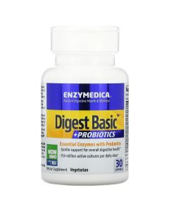 Ферменты с пробиотиками, Digest Basic + Probiotics, Enzymedica, 30 капсул