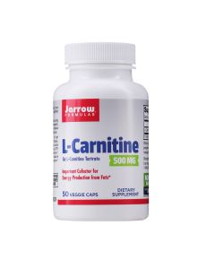 L-карнітин 500, 500 мг, L-Carnitine, Jarrow Formulas, 50 вегетаріанських капсул
