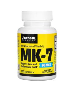 Витамин K2 в форме MK-7, 90 мкг, MK-7, Vitamin K2 as MK-7, Jarrow Formulas, 120 гелевых капсул