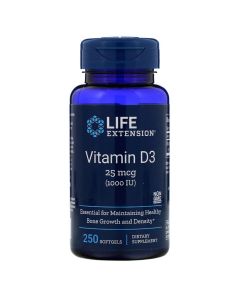 Витамин D3, Vitamin D3, Life Extension, 25 мкг (1000 МЕ), 250 гелевых капсул