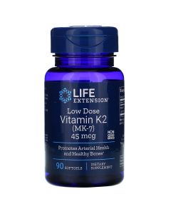 Вітамін К2 (МК-7) 45 мкг, Low Dose Vitamin K2 (MK-7), Life Extension, 90 желатинових капсул