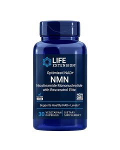 Нікотинамід з ресвератролом, NMN Nicotinamide Mononucleotide with Resveratrol Elite, Life Extension, 30 вегетаріанських капсул
