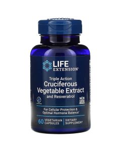 Экстракт крестоцветных тройного действия с ресвератролом, Triple Action Cruciferous Vegetable Extract with Resveratrol, Life Extension, 60 вегетарианских капсул