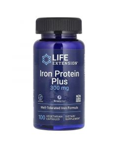 Залізо, Iron Protein Plus, IronAid, Life Extension, 100 вегетаріанських капсул