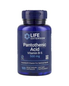 Пантотенова кислота, Вітамін B5, 500 мг, Pantothenic Acid, Life Extension, 100 вегетаріанських капсул