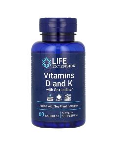 Вітамін D і K з морським йодом, Vitamins D and K with Sea-Iodine, Life Extension, 60 капсул