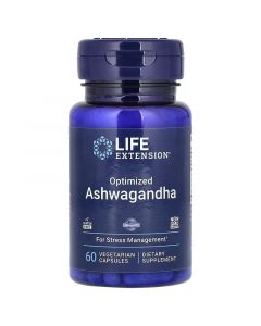 Ашваганда оптимизированная, 125 мг, Optimized Ashwagandha, Life Extension, 60 вегетарианских капсул