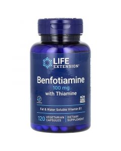 Бенфотиамин с тиамином, 100 мг, Benfotiamine with Thiamine, Life Extension, 120 вегетарианских капсул