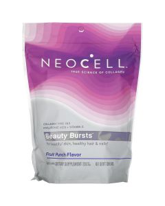 Колаген Сплеск Краси, 1 гр, смак фруктового пуншу, Collagen, Beauty Bursts, NeoCell, 60 жувальних таблеток