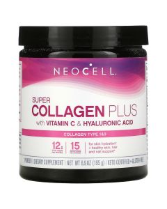 Колаген з вітаміном C та гіалуроновою кислотою у порошку, Super Collagen Plus with Vitamin C & Hyaluronic Acid, NeoCell, 195 гр