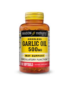 Часникова олія 500 мг, Garlic Oil, Mason Natural, 100 гелевих капсул