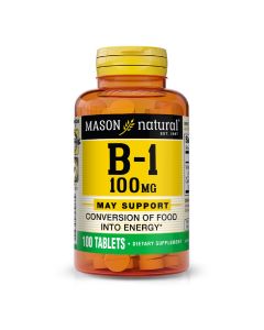 Витамин B1 100 мг, Vitamin B1, Mason Natural, 100 таблеток