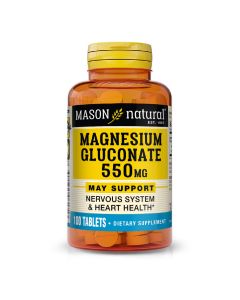 Глюконат магнію 550 мг, Magnesium Gluconate, Mason Natural, 100 таблеток