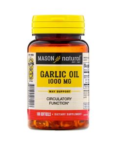 Часникова олія 1000 мг, Garlic Oil, Mason Natural, 100 м'яких капсул