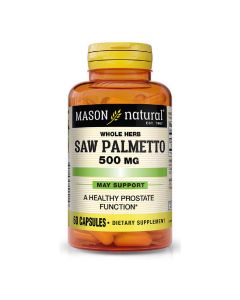 Со Пальметто 500 мг, Здоров'я простати, Saw Palmetto, Mason Natural, 60 капсул