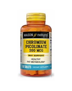 Хром Пиколинат 200 мкг, Chromium Picolinate, Mason Natural, 100 таблеток