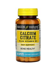 Цитрат Кальцію + Вітамін D3, Calcium Citrate Plus Vitamin D3, Mason Natural, 60 капсул