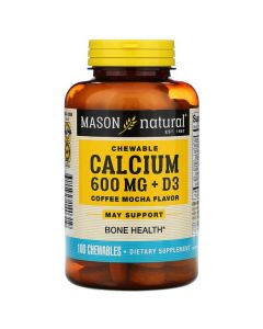 Кальцій D3, смак кави і мокко, Calcium + D3, Mason Natural, 100 жувальних таблеток