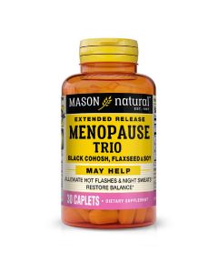 Підтримка при менопаузі, клопогон, лляне насіння та соя, Menopause Relief Trio, Black Cohosh, Flaxseed and Soy, Mason Natural, 30 каплет