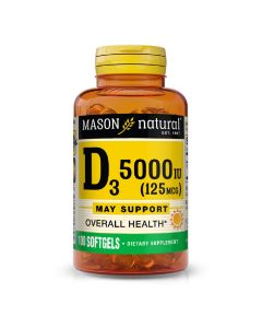 Вітамін D3 5000 МО, Vitamin D3, Mason Natural, 100 гелевих капсул