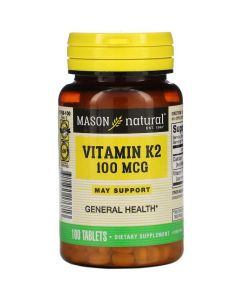 Витамин K2 100 мкг, Vitamin K2, Mason Natural, 100 таблеток
