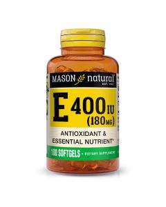 Витамин Е 180мг, Vitamin E 400 IU, Mason Natural, 100 гелевых капсул