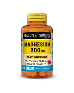 Магній, 200 мг, Magnesium, Mason Natural, 100 таблеток