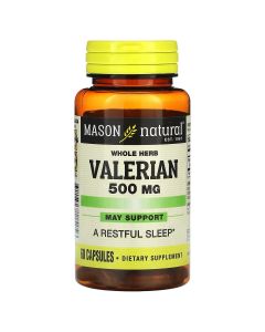 Валеріана, 500 мг, Whole Herb Valerian, Mason Natural, 60 капсул