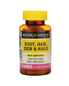 Формула для тіла, волосся, шкіри та нігтів, Body, Hair, Skin & Nails, Mason Natural, 60 капсул