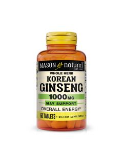Женьшень Корейский, 1000 мг, Korean Ginseng, Mason Natural, 60 таблеток
