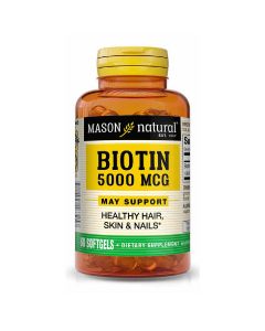 Биотин 5000 мкг, Biotin, Mason Natural, 60 гелевых капсул