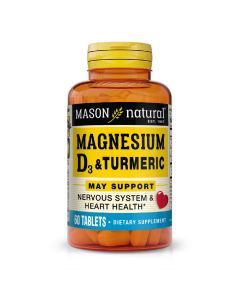 Магній з Вітамін D3 та куркумою, Magnesium & Vitamin D3 With Turmeric, Mason Natural, 60 таблеток
