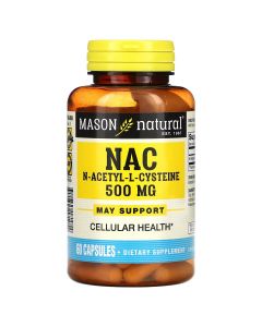 NAC N-ацетил L-цистеїн, 500 мг, N-Acetyl L-Cysteine, Mason Natural, 60 капсул