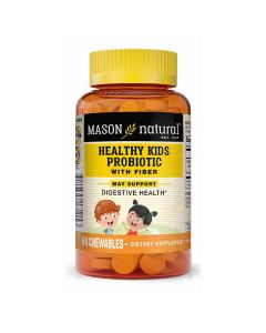 Пробиотик с клетчаткой для детей, Healthy Kids Probiotic With Fiber, Mason Natural, 60 жевательных таблеток
