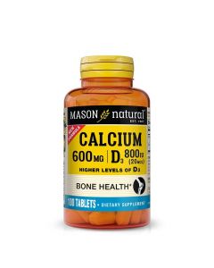 Кальцій 600 мг та Вітамін D3 800 МО, Calcium 600 mg з Vitamin D3 800 IU, Mason Natural, 100 таблеток