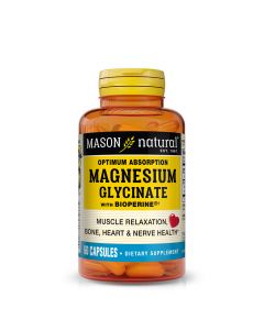 Магнію глицинат з біоперином, 240 мг, Magnesium Glycinate with Bioperine, Mason Natural, 60 капсул