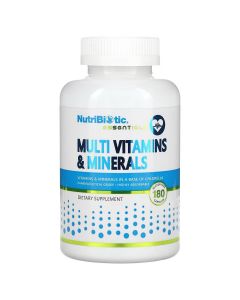 Мультивітаміни та мінерали, Essentials, Multi Vitamins & Minerals, NutriBiotic, 180 капсул