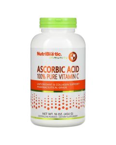 Аскорбінова кислота у порошку, Вітамін C, Ascorbic Acid, 100% Pure Vitamin C, NutriBiotic, 454 гр