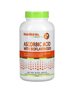 Аскорбінова кислота з біофлавоноїдами у порошку, Ascorbic Acid with Bioflavonoids, NutriBiotic, 454 гр