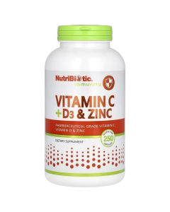 Вітамін C, D3 та цинк, Immunity, Vitamin C, D3 & Zinc, NutriBiotic, 250 капсул